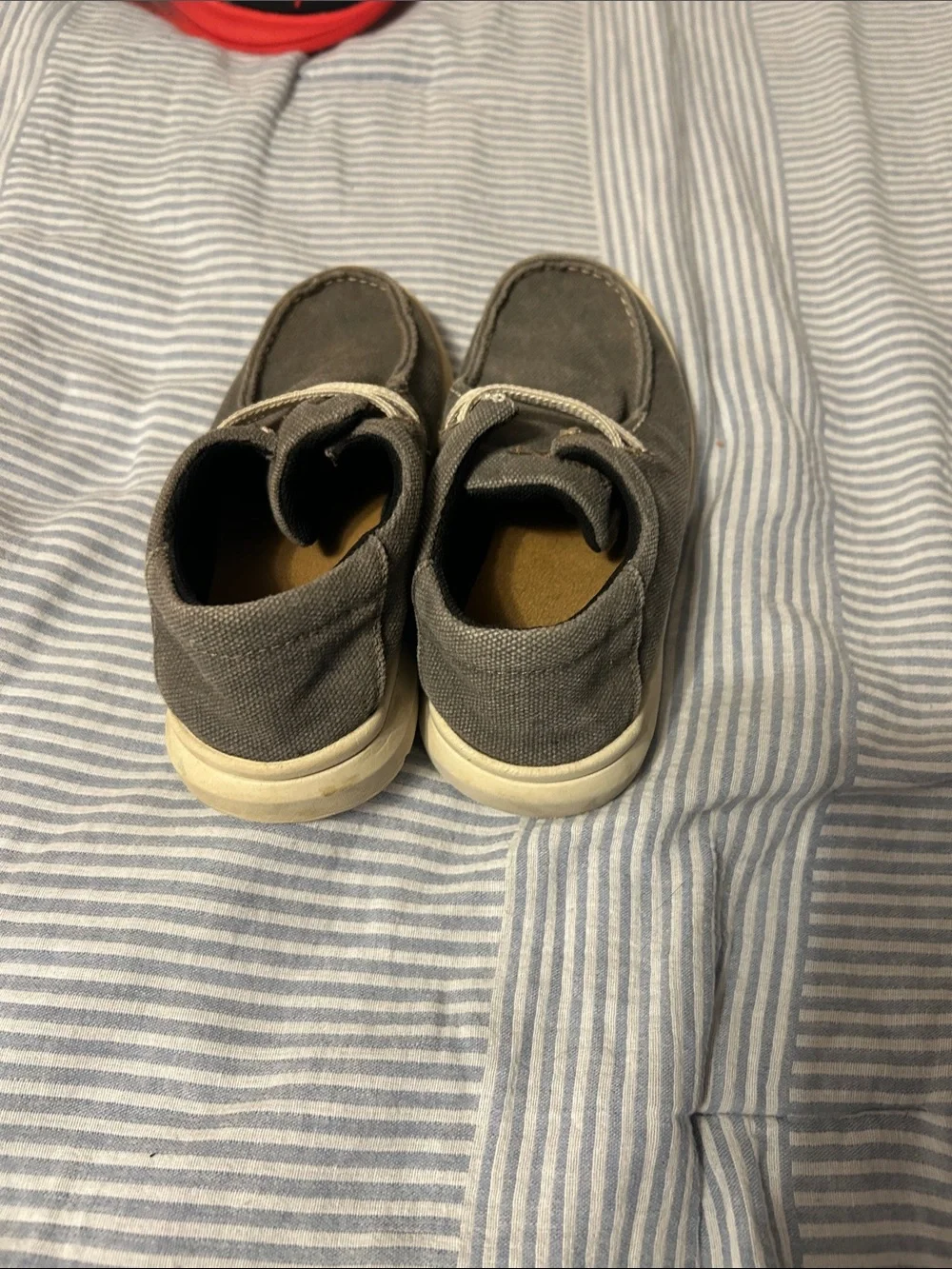 Ariat Kids Gray Canvas Moccasins with Cream Laces